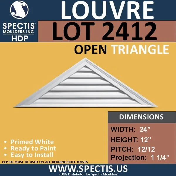 Spectis catalog plate for LOT 2412, a triangle open gable vent, primed white urethane.